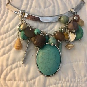 Unique Teal and Silver Statement Necklace